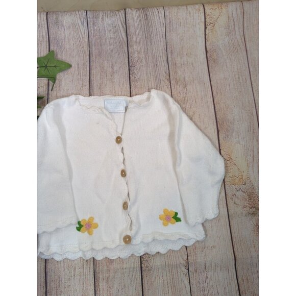 ENGLISH FACTORY Infant Girls Cardigan Knit Button Up Floral Size 24 Month - Picture 2 of 7